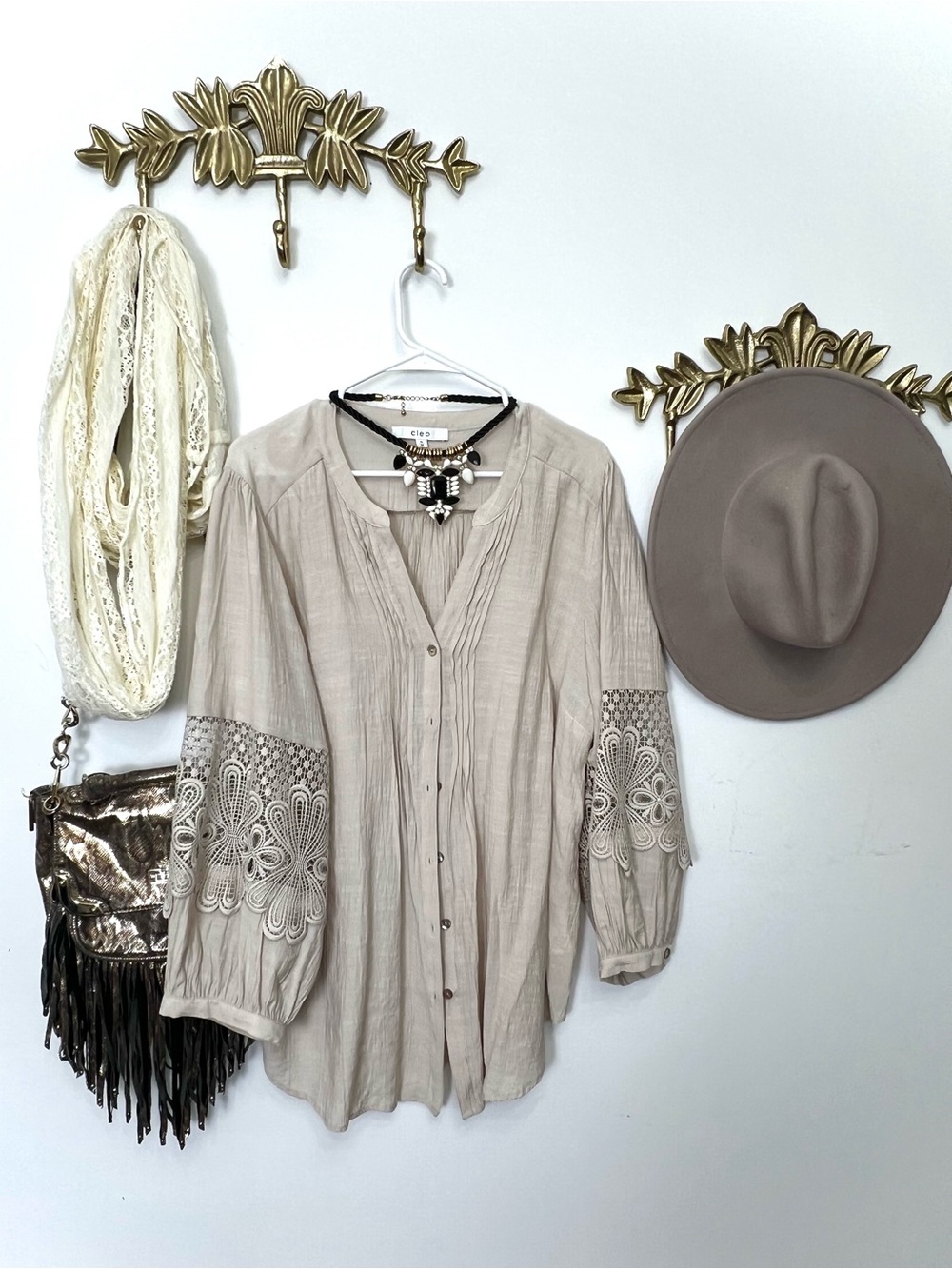 Boho chic button down blouse 1X